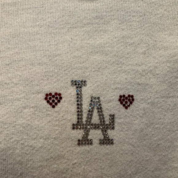 Madhappy x Dodgers Crystal Logo Fleece Hoodie Grey Ash Size Small - Picture 5 of 7